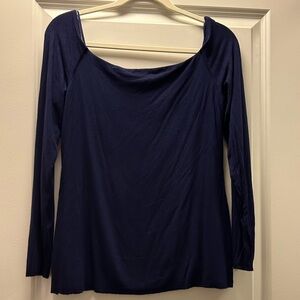Bailey 44 Deep Blue Long Sleeve Off the Shoulder Blouse